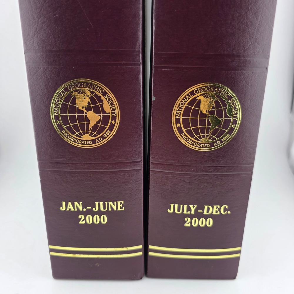 National Geographic Magazine Slipcases Year 2000 Burgundy Good Condition Set